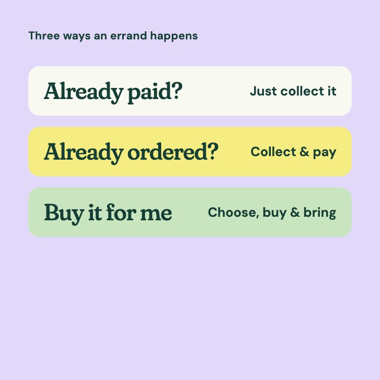 Three ways an errand happens
